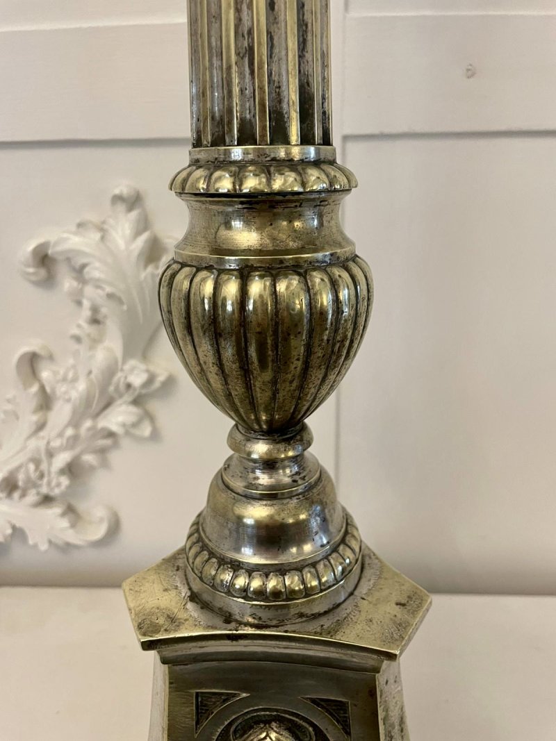 Large Pair of Antique Victorian Quality Brass Candlesticks - Image 18