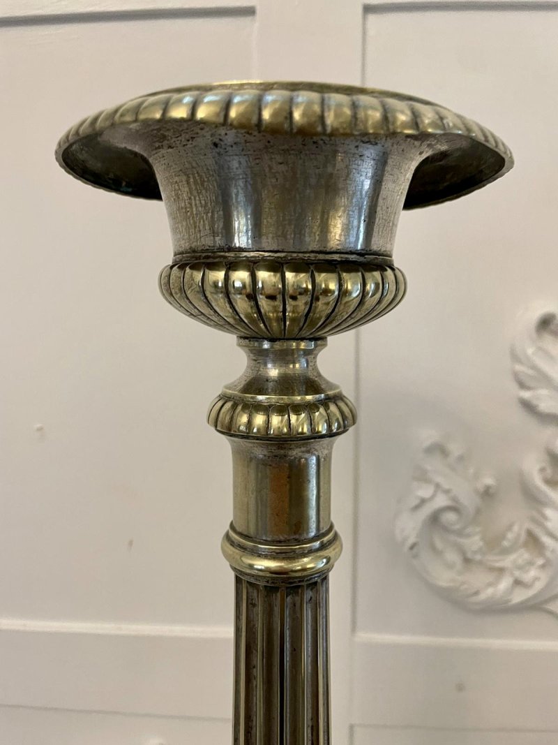 Large Pair of Antique Victorian Quality Brass Candlesticks - Image 16