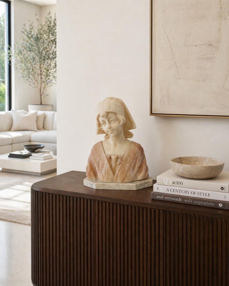 Superb Quality Antique Victorian Alabaster Bust - Image 7