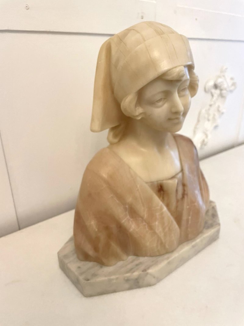 Superb Quality Antique Victorian Alabaster Bust - Image 5