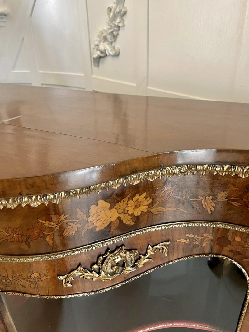 Antique Victorian Quality Burr Walnut Marquetry Inlaid Credenza/Sideboard - Image 7