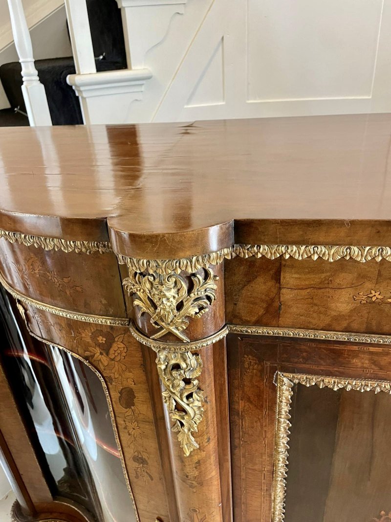 Antique Victorian Quality Burr Walnut Marquetry Inlaid Credenza/Sideboard - Image 11