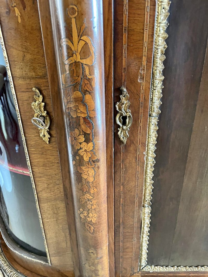 Antique Victorian Quality Burr Walnut Marquetry Inlaid Credenza/Sideboard - Image 16