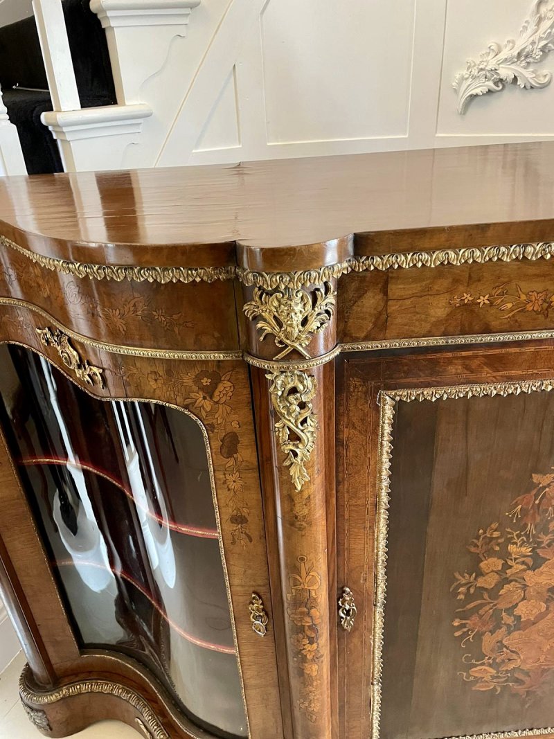 Antique Victorian Quality Burr Walnut Marquetry Inlaid Credenza/Sideboard - Image 15