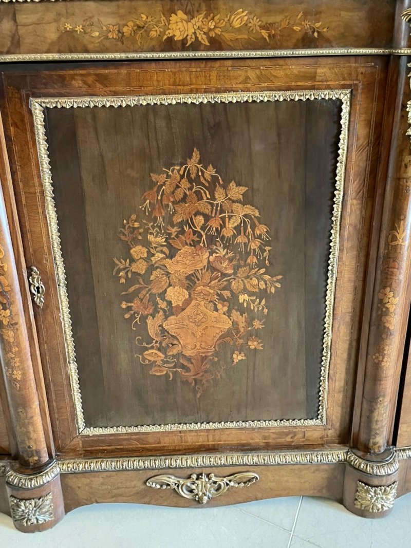 Antique Victorian Quality Burr Walnut Marquetry Inlaid Credenza/Sideboard - Image 6