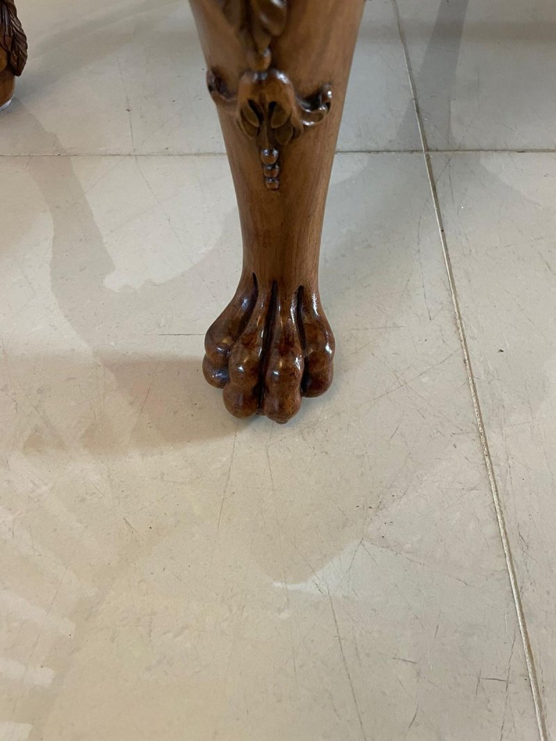 Outstanding Quality Antique Victorian Carved Walnut Freestanding Stool - Image 9