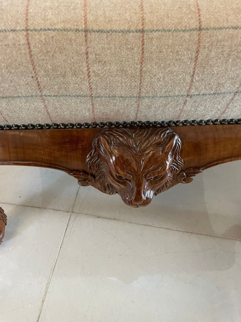 Outstanding Quality Antique Victorian Carved Walnut Freestanding Stool - Image 7