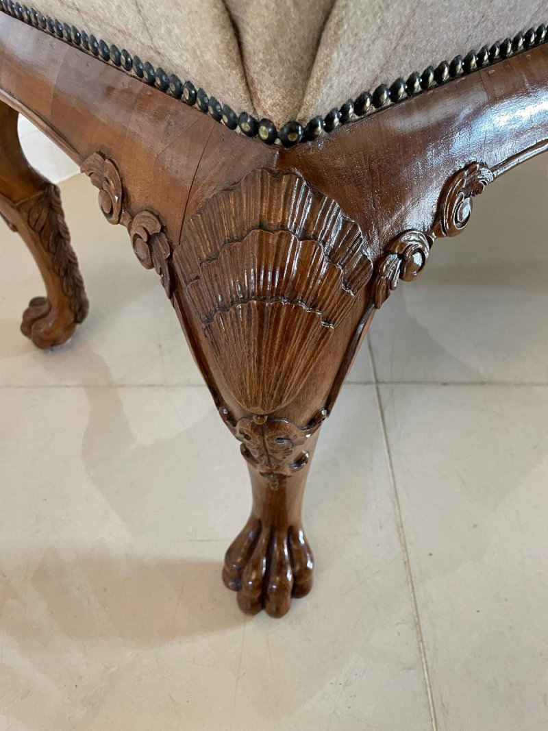 Outstanding Quality Antique Victorian Carved Walnut Freestanding Stool - Image 6