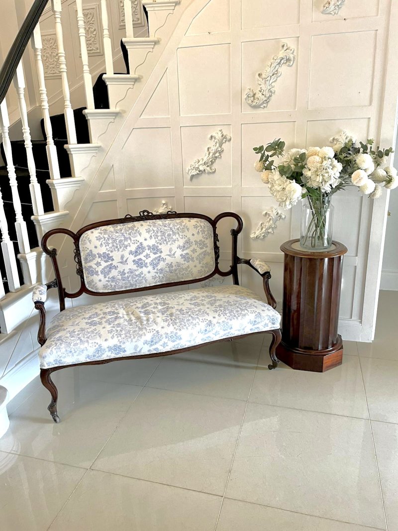 Antique Victorian Quality Carved Mahogany Settee - Image 6