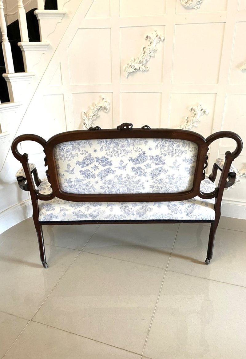 Antique Victorian Quality Carved Mahogany Settee - Image 3