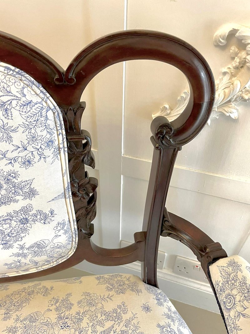Antique Victorian Quality Carved Mahogany Settee - Image 11