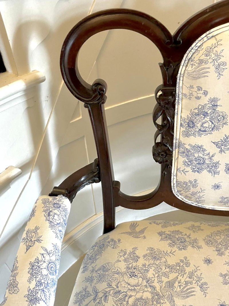 Antique Victorian Quality Carved Mahogany Settee - Image 10