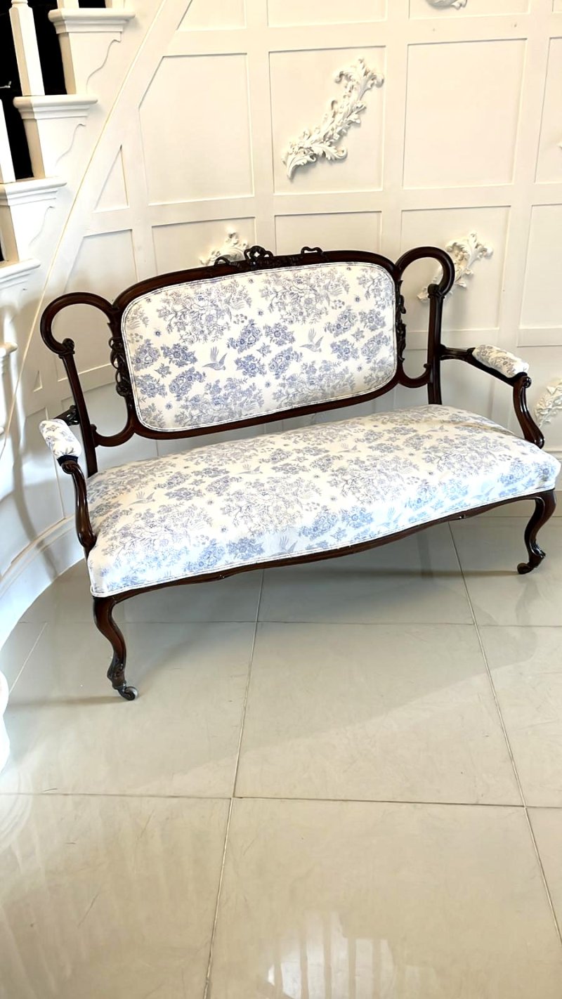 Antique Victorian Quality Carved Mahogany Settee - Image 2