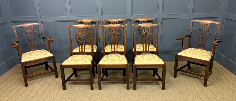 Set of 8 Provincial Country Chippendale Style Chairs - Image 3