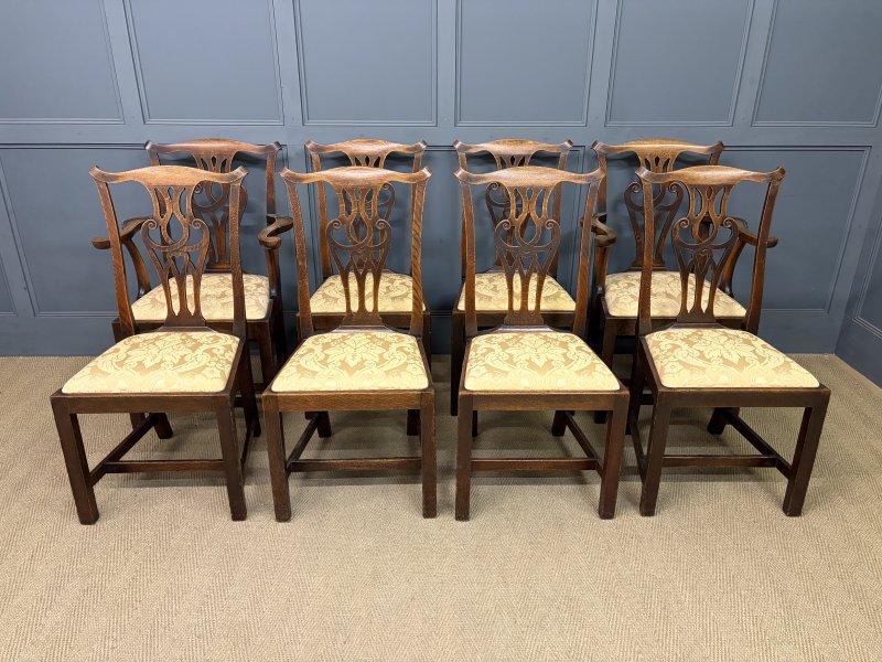 Set of 8 Provincial Country Chippendale Style Chairs - Image 11