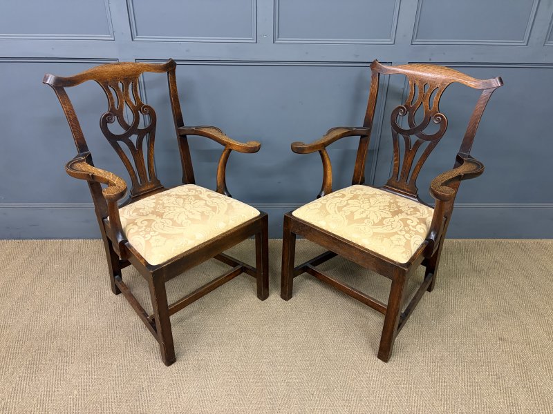 Set of 8 Provincial Country Chippendale Style Chairs - Image 13