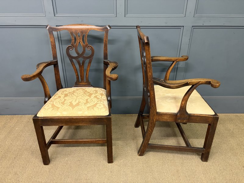 Set of 8 Provincial Country Chippendale Style Chairs - Image 18