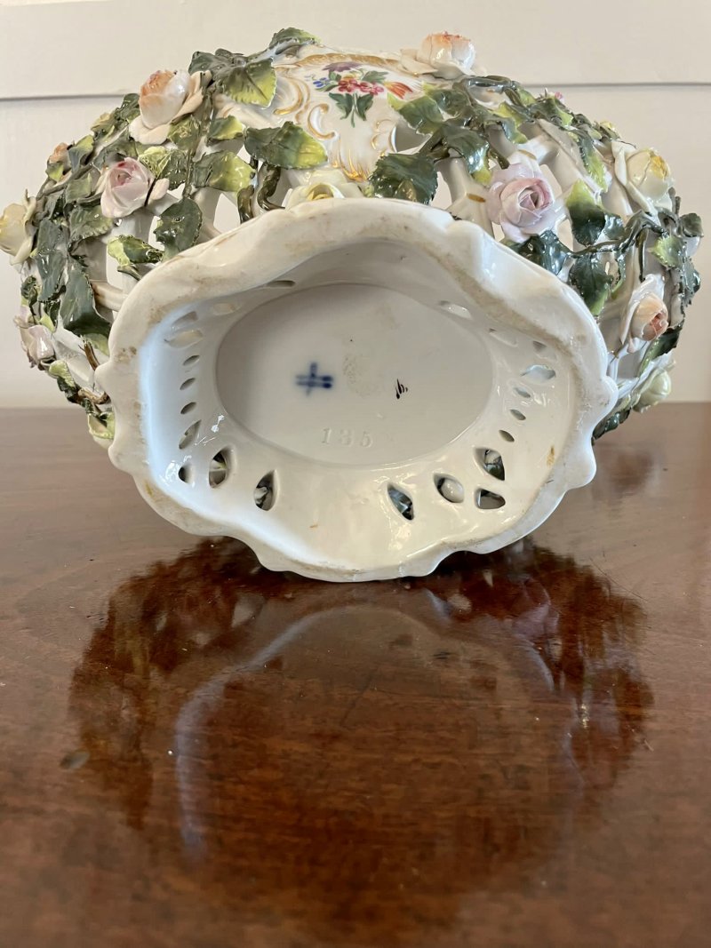 Antique 19th Century Meissen Style Work Basket Dish - Image 15