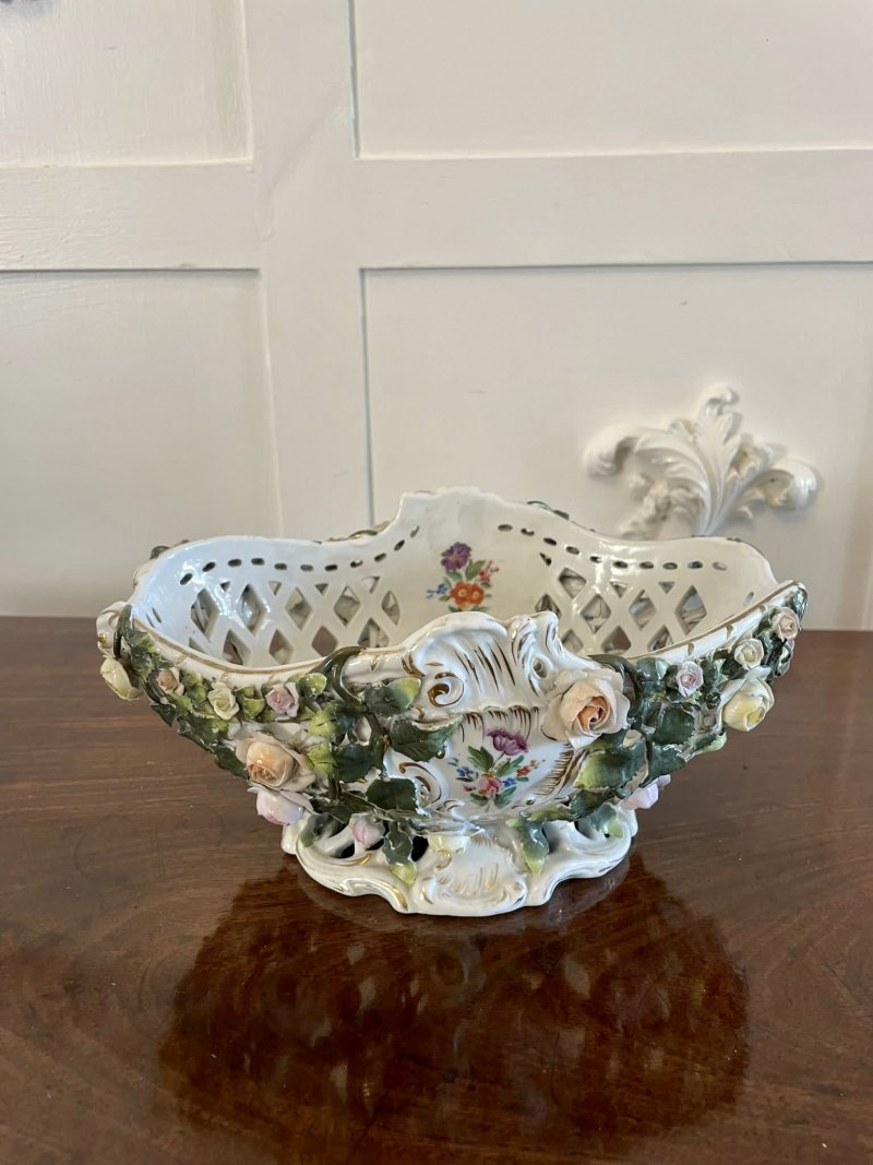 Antique 19th Century Meissen Style Work Basket Dish - Image 2