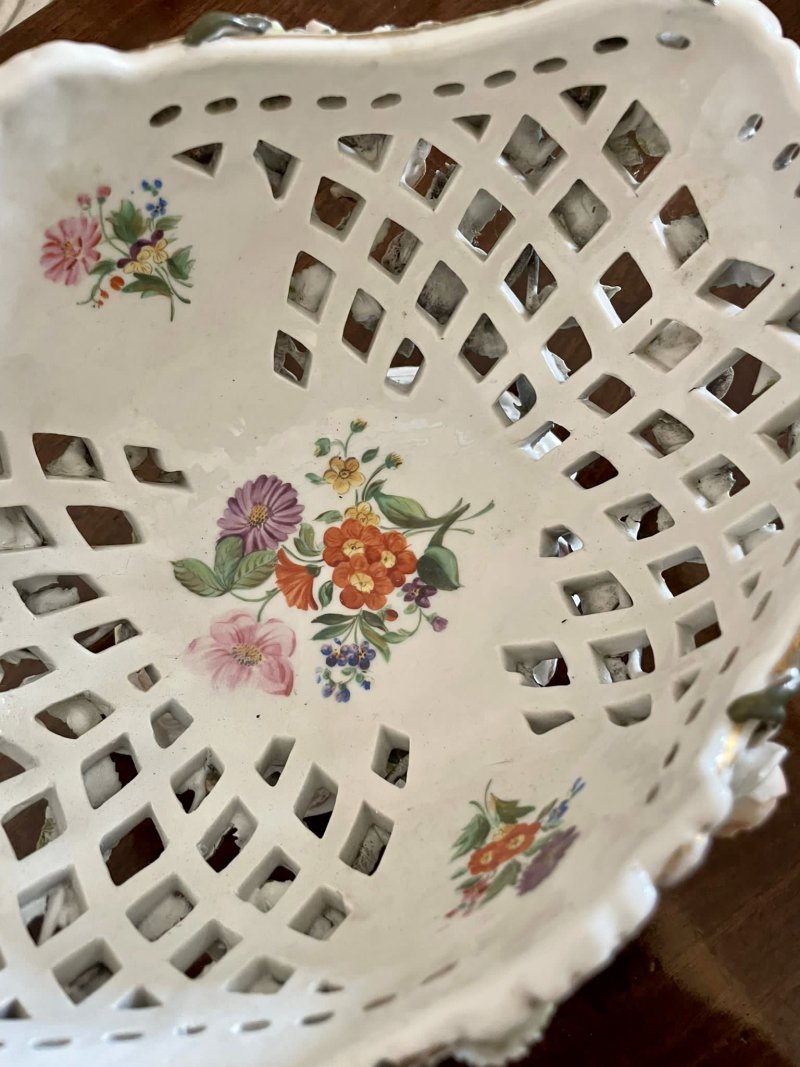 Antique 19th Century Meissen Style Work Basket Dish - Image 17