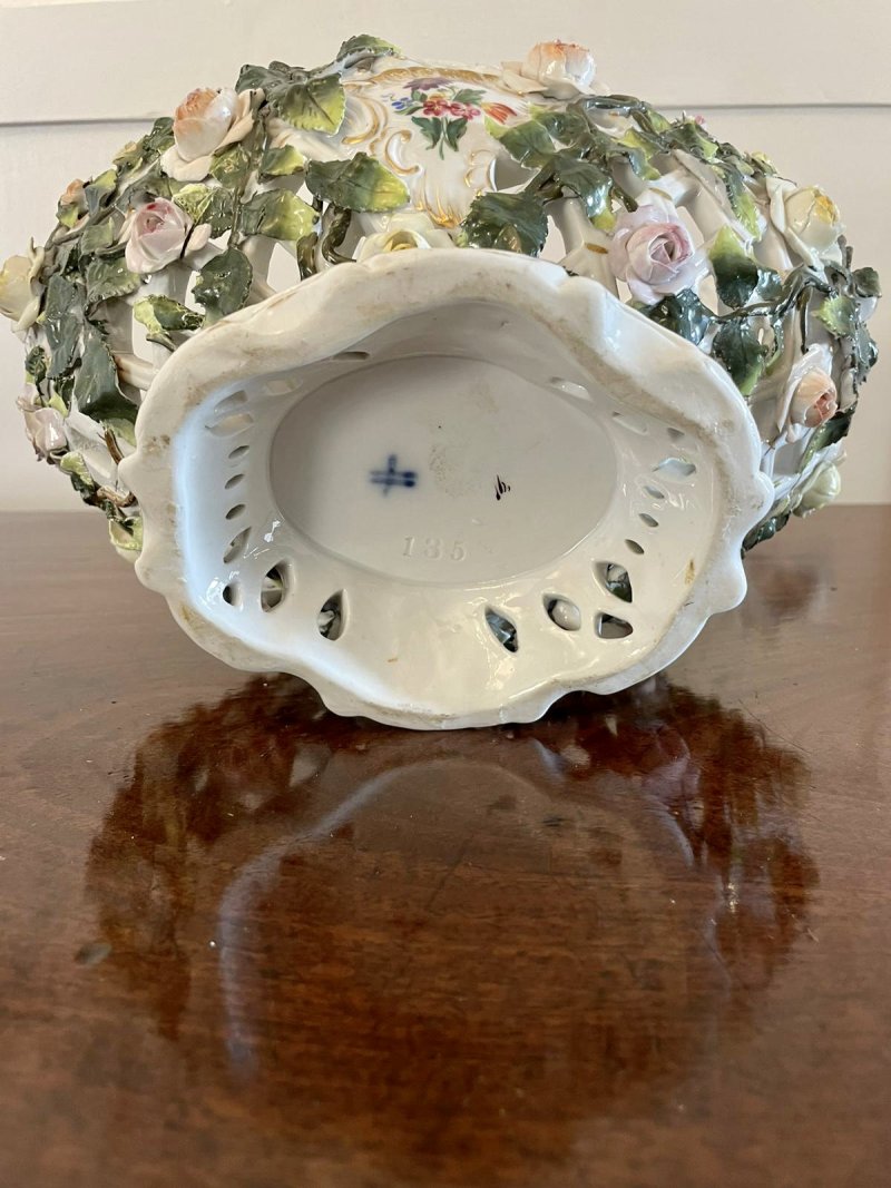 Antique 19th Century Meissen Style Work Basket Dish - Image 18