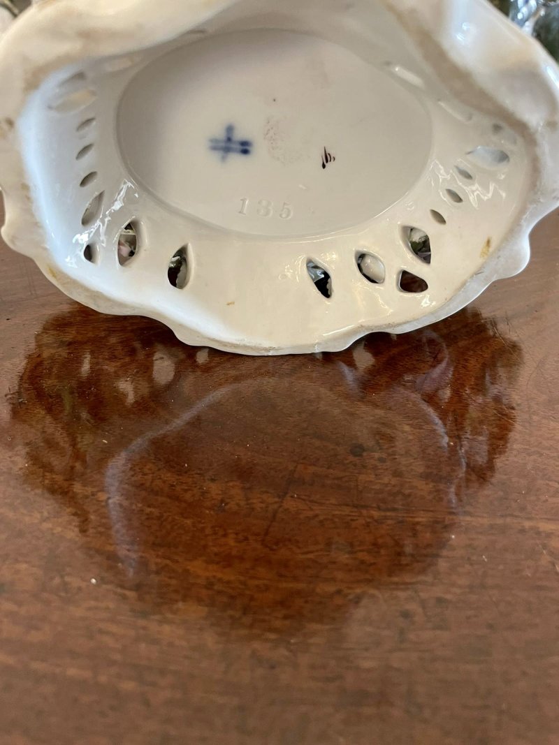 Antique 19th Century Meissen Style Work Basket Dish - Image 6
