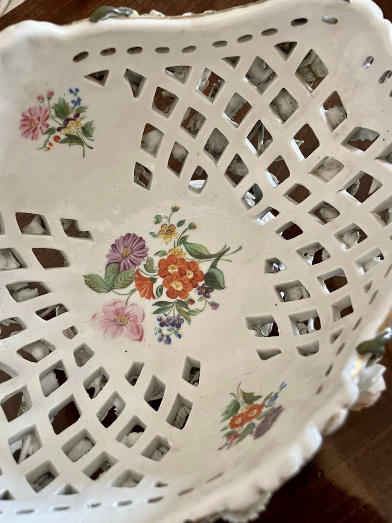 Antique 19th Century Meissen Style Work Basket Dish - Image 11