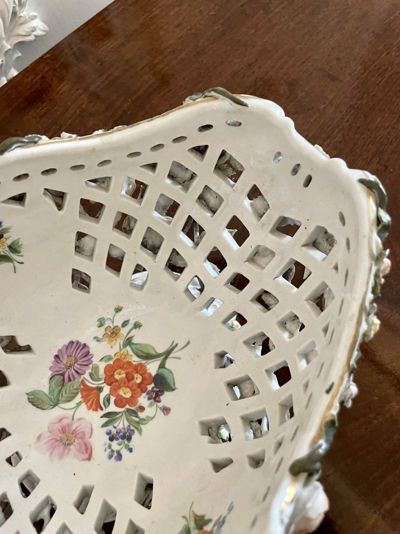 Antique 19th Century Meissen Style Work Basket Dish - Image 19