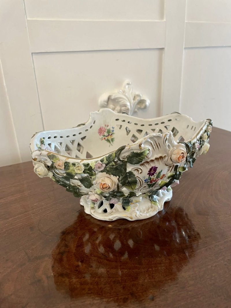 Antique 19th Century Meissen Style Work Basket Dish - Image 3