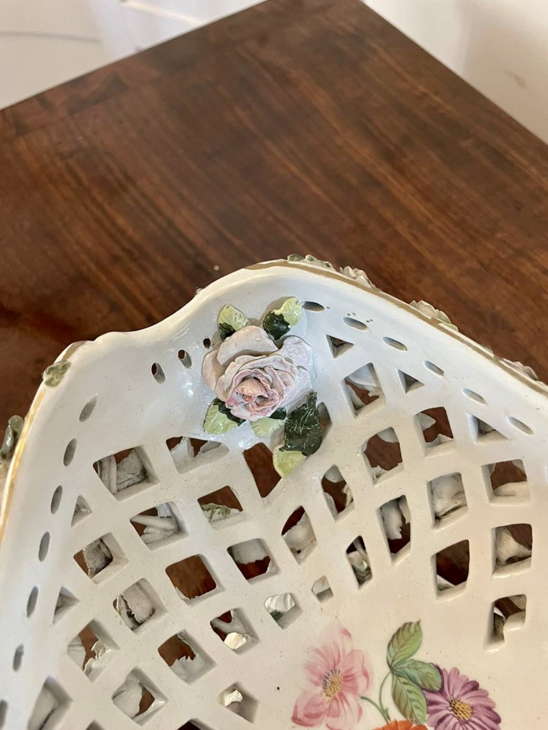 Antique 19th Century Meissen Style Work Basket Dish - Image 12