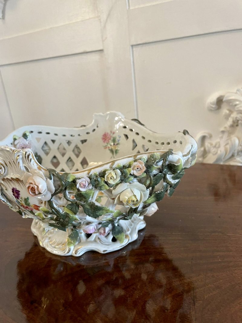 Antique 19th Century Meissen Style Work Basket Dish - Image 4