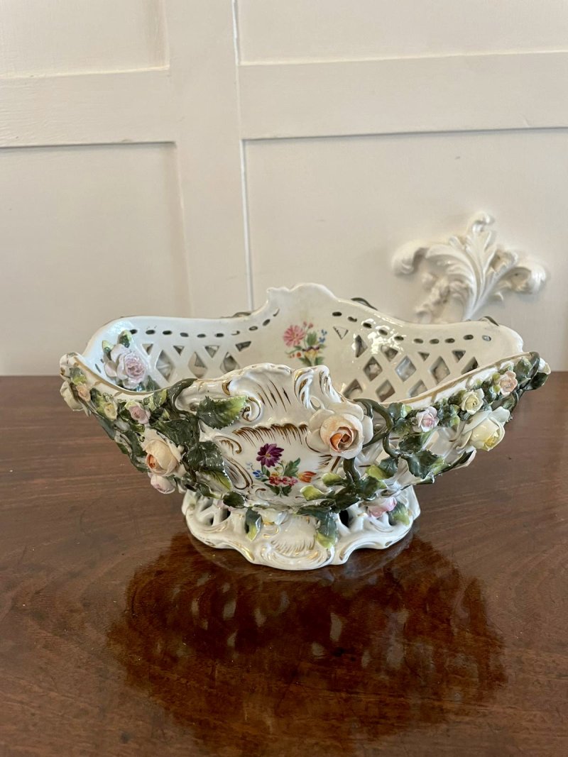 Antique 19th Century Meissen Style Work Basket Dish - Image 14