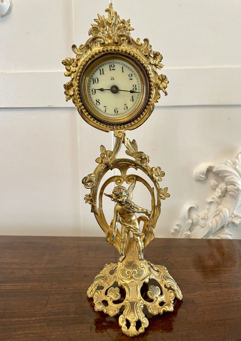 Fine Antique Victorian French Ornate Gilded Clock