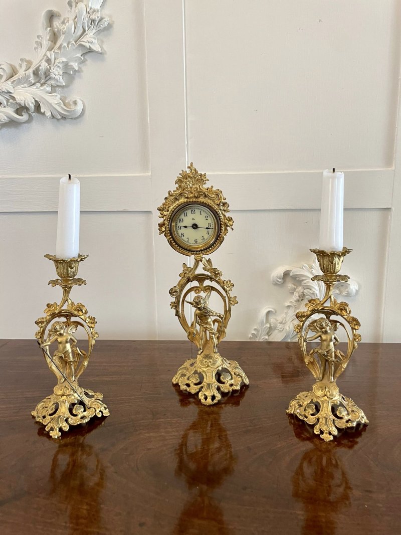 Fine Antique Victorian French Ornate Gilded Clock - Image 5
