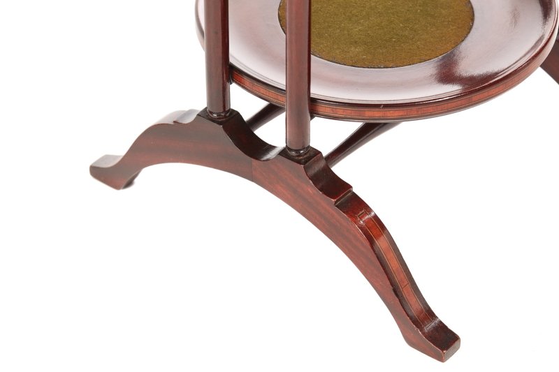 Unusual Antique Inlaid Mahogany 3 Tier Cake Stand - Image 2