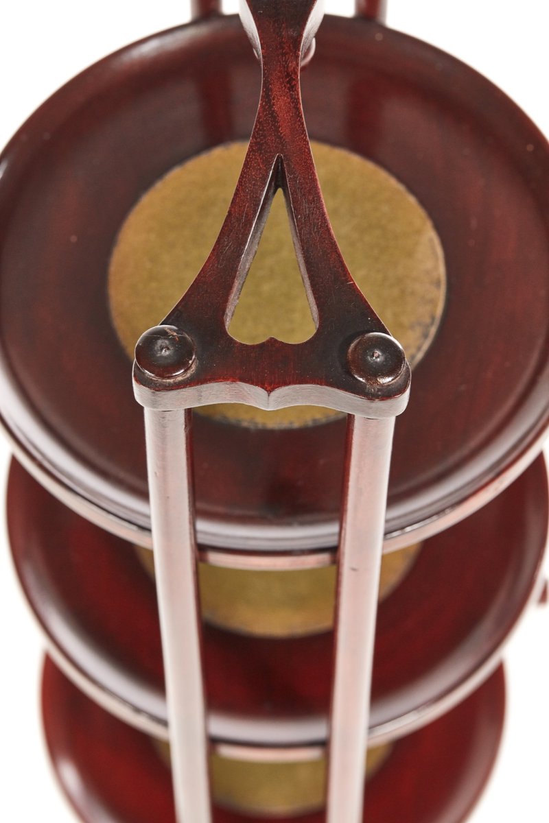 Unusual Antique Inlaid Mahogany 3 Tier Cake Stand - Image 8