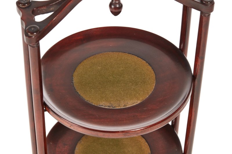 Unusual Antique Inlaid Mahogany 3 Tier Cake Stand - Image 7