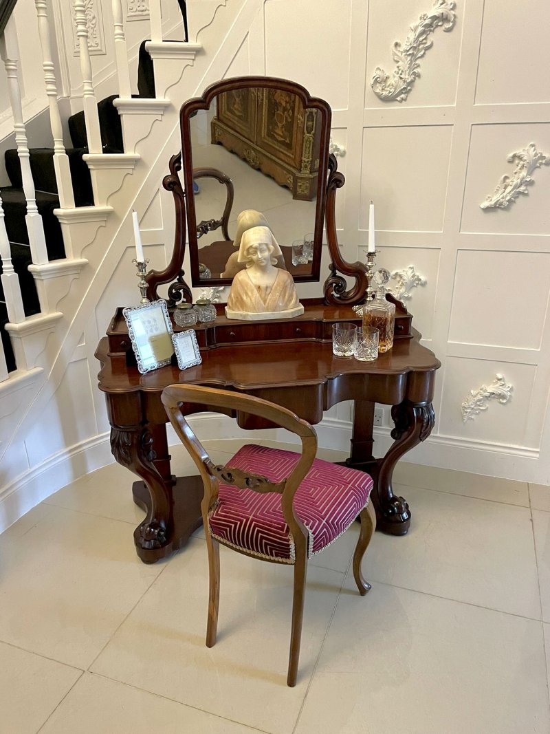 Quality Victorian Antique Carved Mahogany Dressing Table - Image 5
