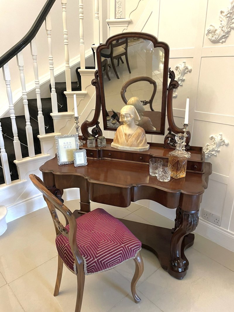 Quality Victorian Antique Carved Mahogany Dressing Table - Image 4