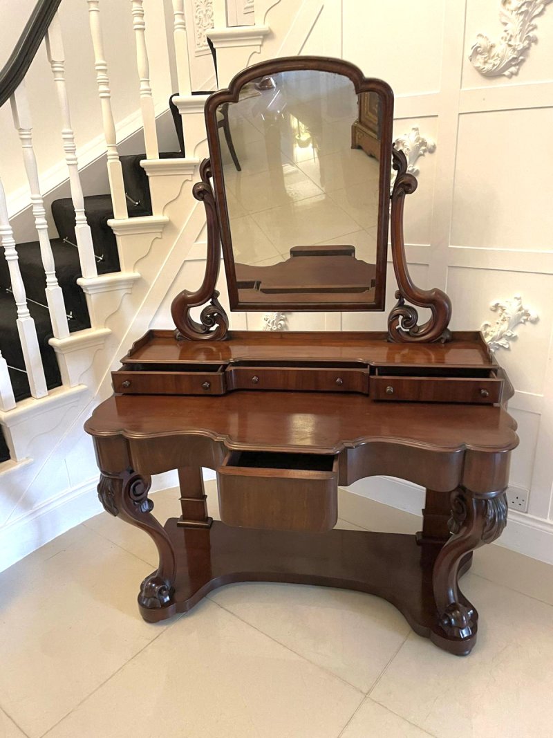 Quality Victorian Antique Carved Mahogany Dressing Table - Image 3