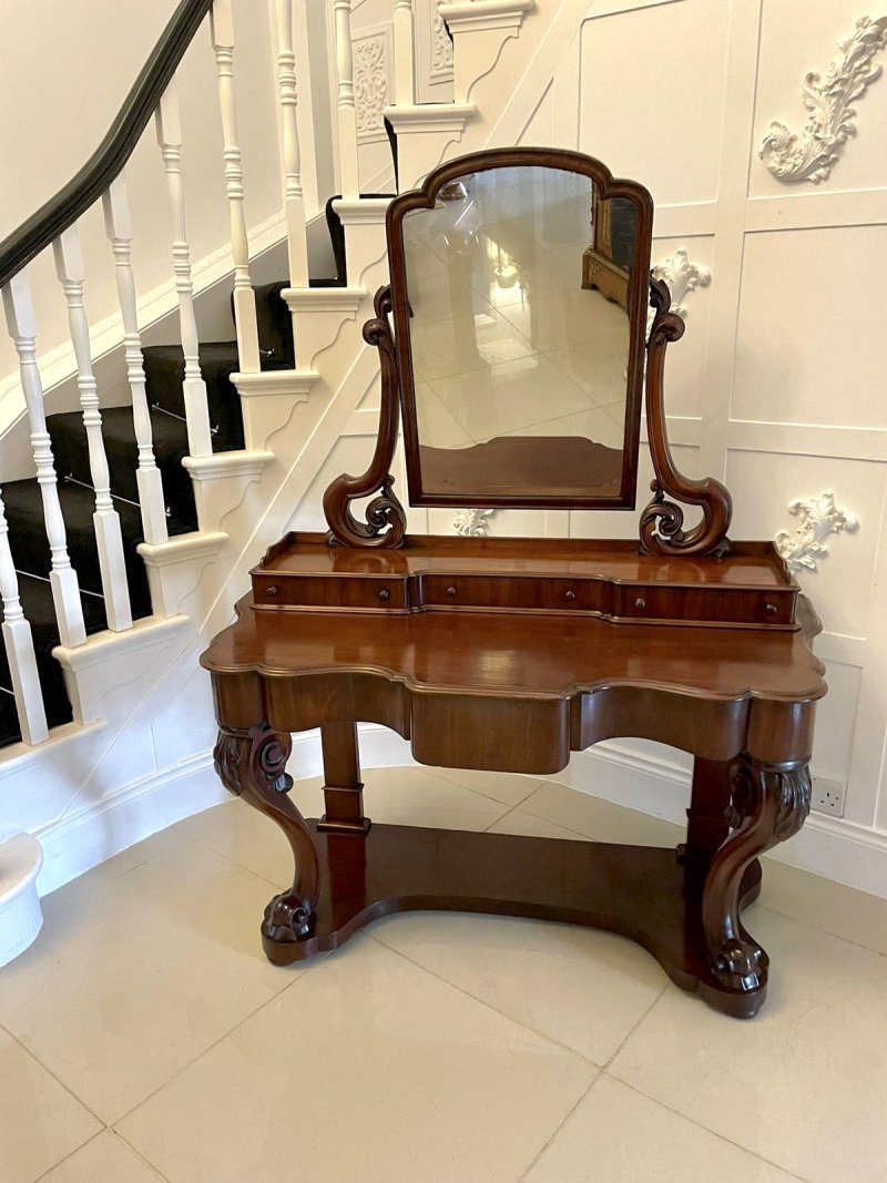 Quality Victorian Antique Carved Mahogany Dressing Table - Image 2