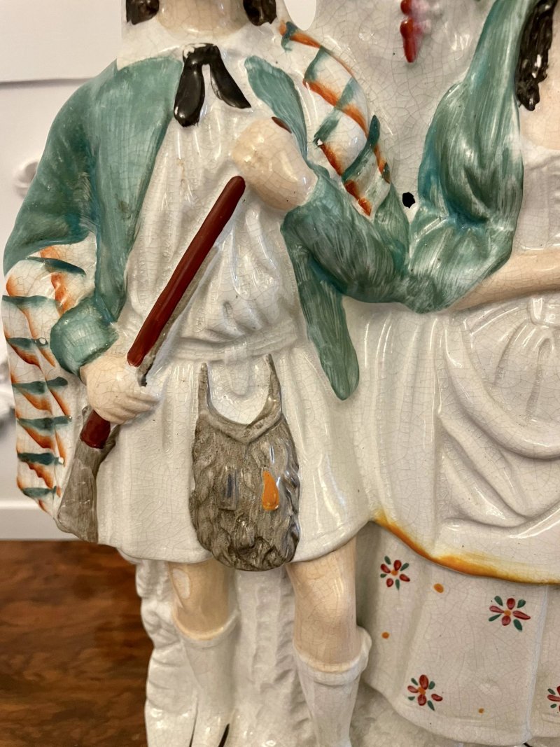 Antique Victorian Quality Large Flat Back Staffordshire Figure - Image 8