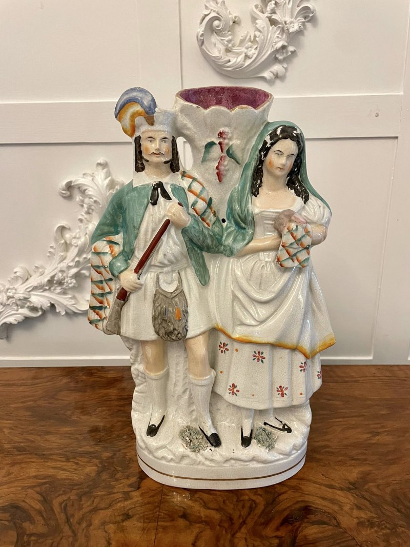 Antique Victorian Quality Large Flat Back Staffordshire Figure