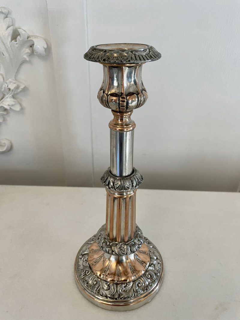 Unusual Pair Of Antique George III Quality Sheffield Plated Telescopic Candlesticks - Image 6