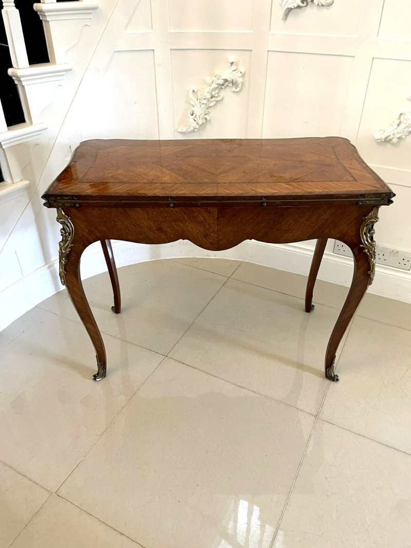Antique Victorian Kingwood Porcelain and Ormolu Console Card Table by G T Morant - Image 10