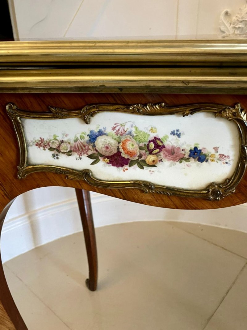Antique Victorian Kingwood Porcelain and Ormolu Console Card Table by G T Morant - Image 18
