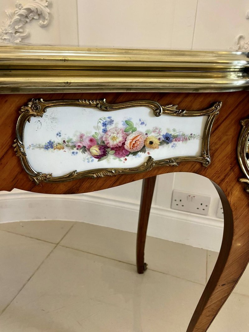 Antique Victorian Kingwood Porcelain and Ormolu Console Card Table by G T Morant - Image 19