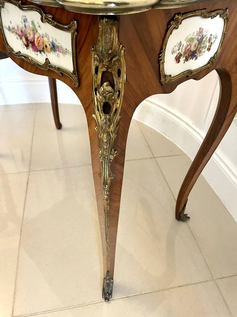 Antique Victorian Kingwood Porcelain and Ormolu Console Card Table by G T Morant - Image 16