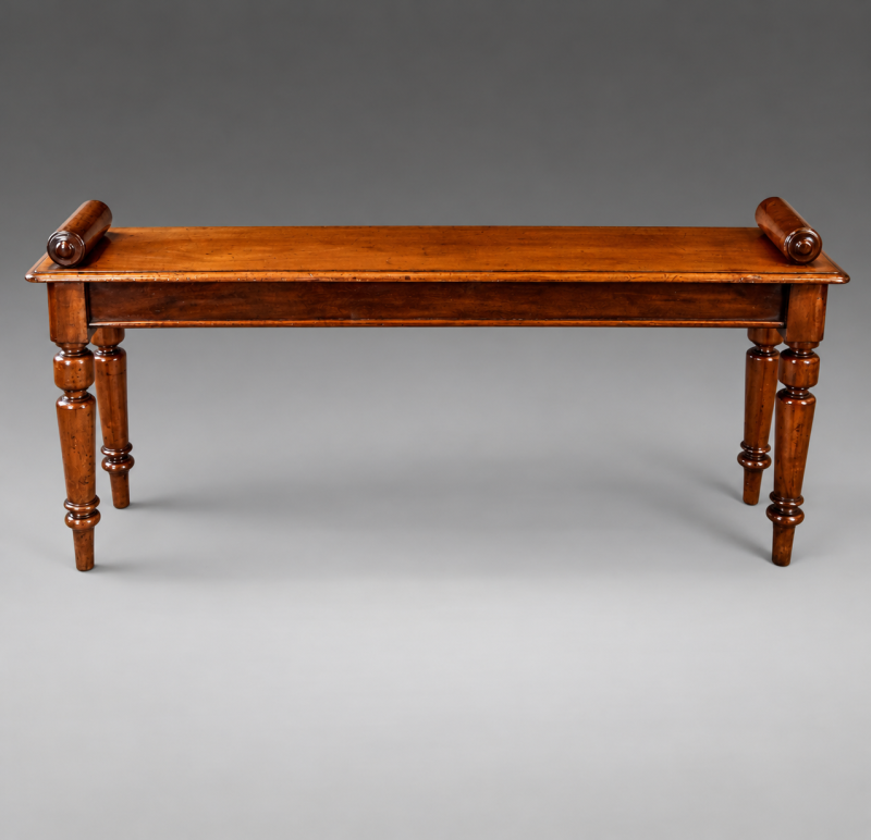 A 19th century mahogany window bench/ hall bench