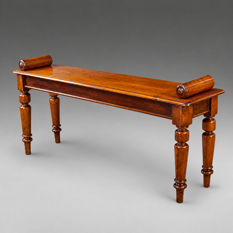 A 19th century mahogany window bench/ hall bench - Image 2